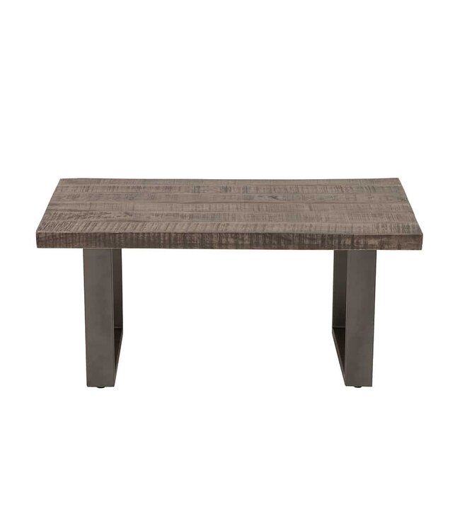Invicta Interior Design salontafel IRON CRAFT 100cm mangohout grijs industrieel design massief ijzeren sledeframe - 38661