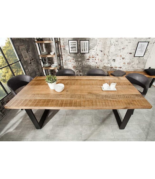 Invicta Interior Massieve eettafel IRON CRAFT 200cm natuurlijk mangohout ijzeren sledeonderstel industrieel design - 38660