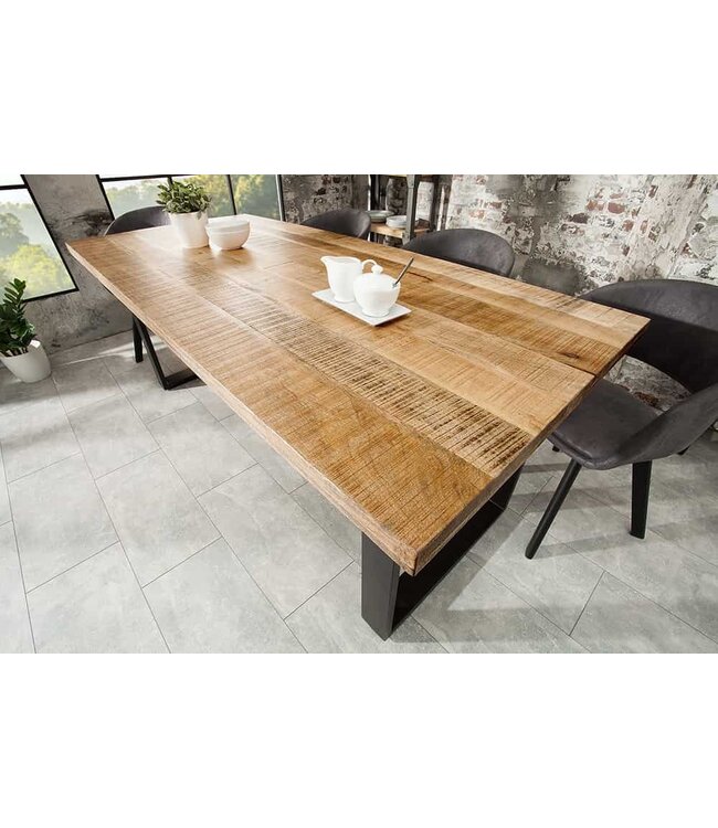 Invicta Interior Massieve eettafel IRON CRAFT 180cm natuurlijk mangohout ijzeren sledeonderstel industrieel design - 38658