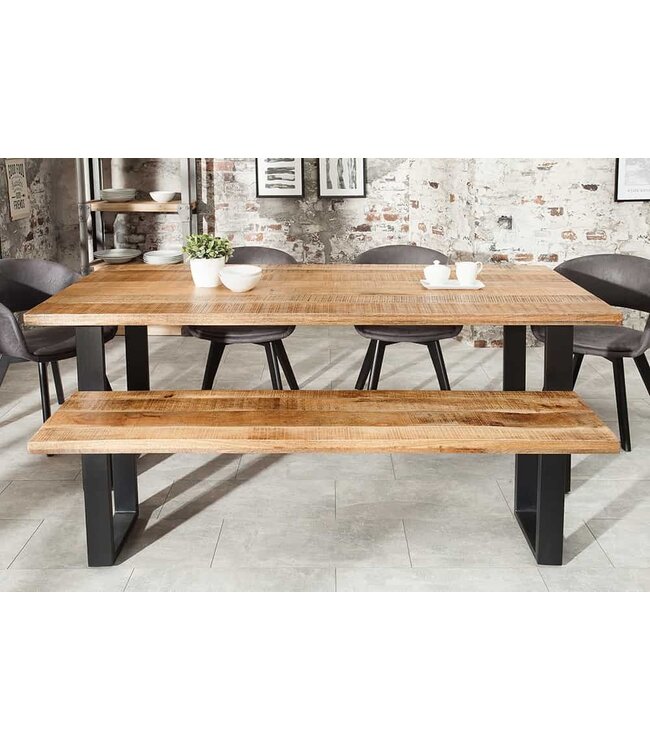 Invicta Interior Massieve eettafel IRON CRAFT 180cm natuurlijk mangohout ijzeren sledeonderstel industrieel design - 38658