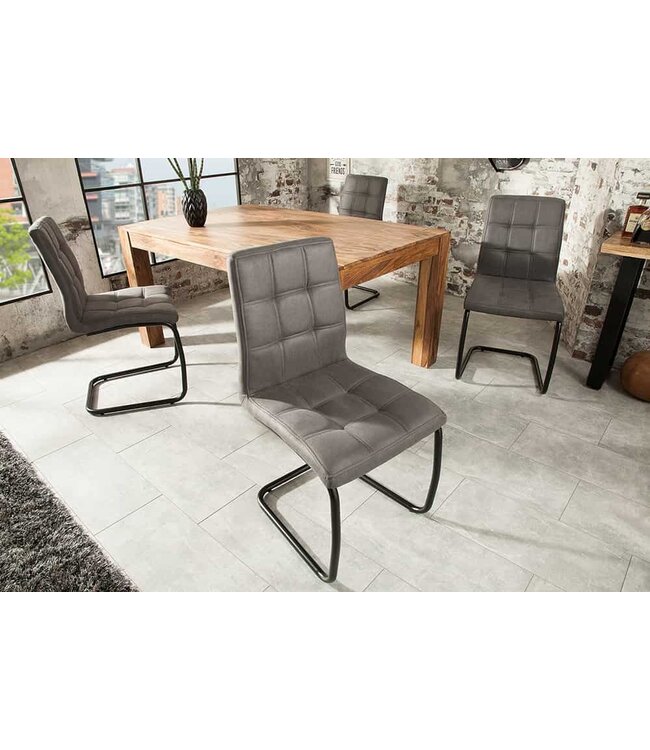 Invicta Interior industrieele sledestoel MODENA vintage grijs met decoratieve stiksels - 38616