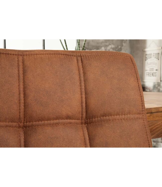 Invicta Interior industrieele sledestoel MODENA lichtbruin met decoratieve stiksels - 38615