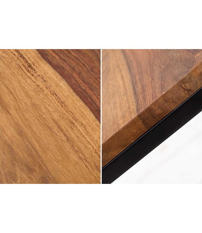 Invicta Interior Design bijzettafel set van 3 ELEMENTS 40cm Sheesham metalen frame zwart - 38605