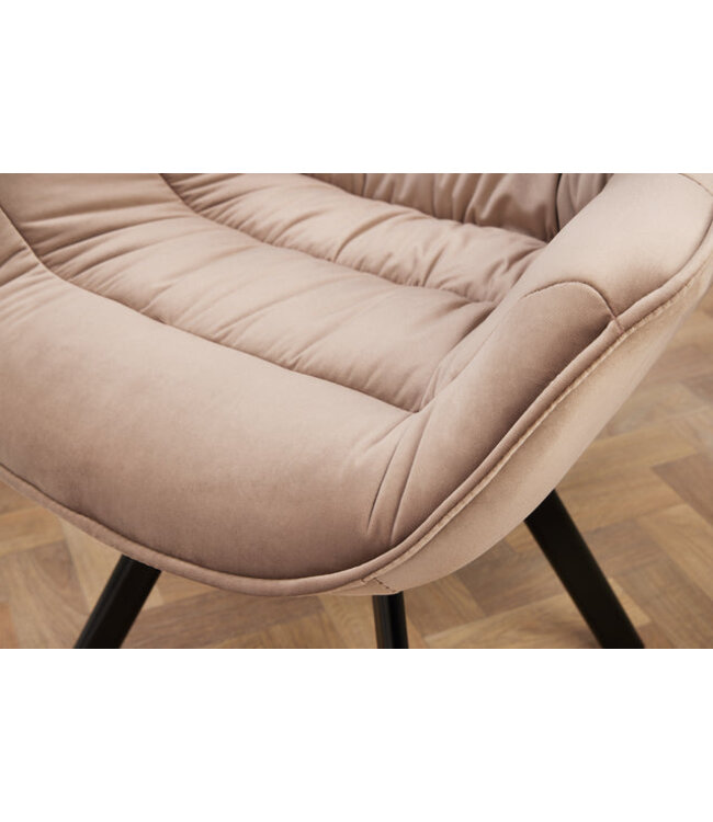 Invicta Interior Design stoel THE DUTCH COMFORT champagne grijs fluweel retro stijl met armleuningen - 38596