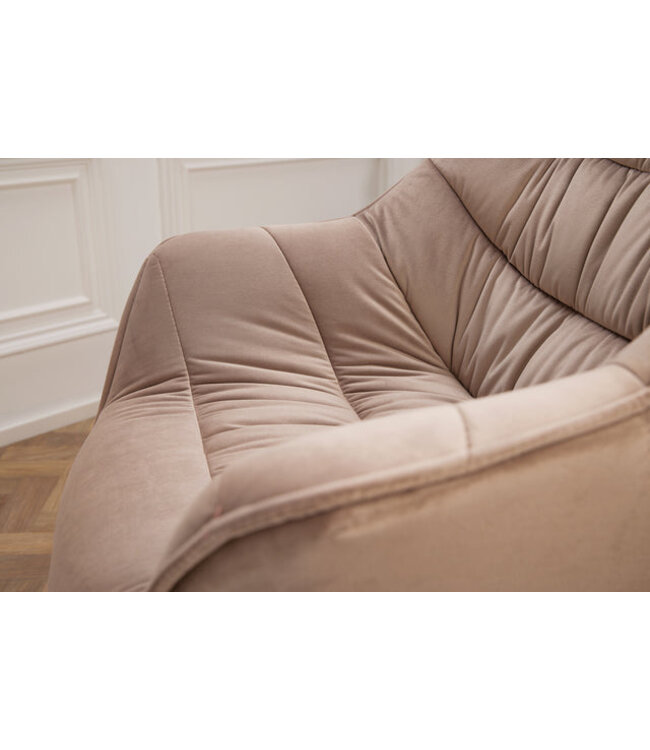 Invicta Interior Design stoel THE DUTCH COMFORT champagne grijs fluweel retro stijl met armleuningen - 38596