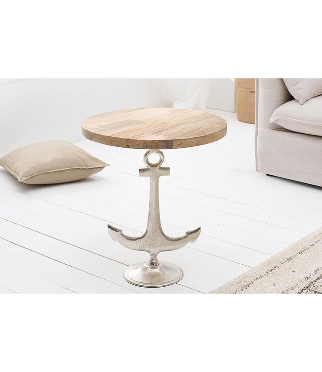 Invicta Interior Maritiem design bijzettafel SEVEN SEAS 50cm anker met mangohouten blad - 38542