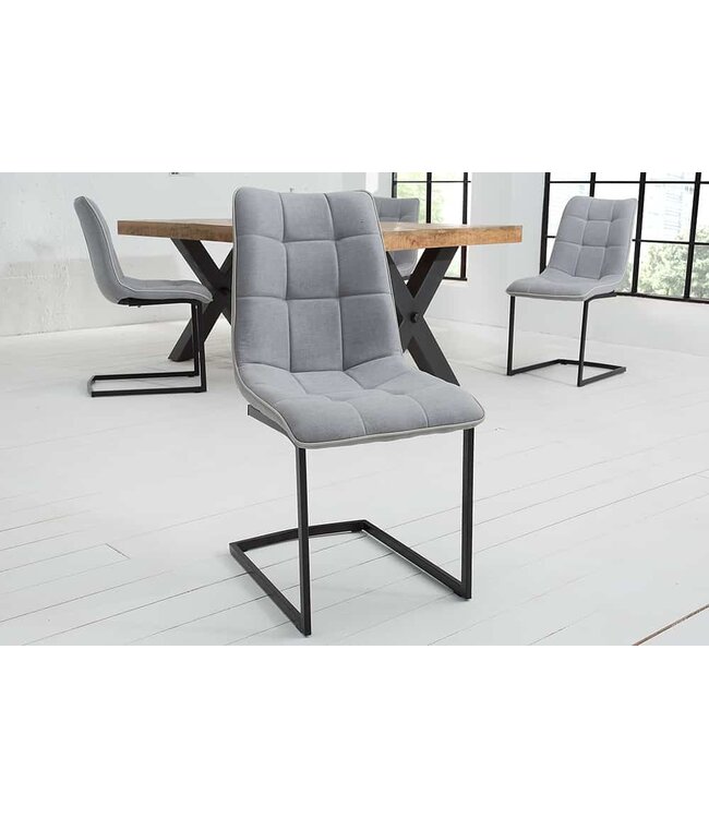 Invicta Interior Design sledestoel MIAMI lichtgrijs metalen frame mat zwart - 38500