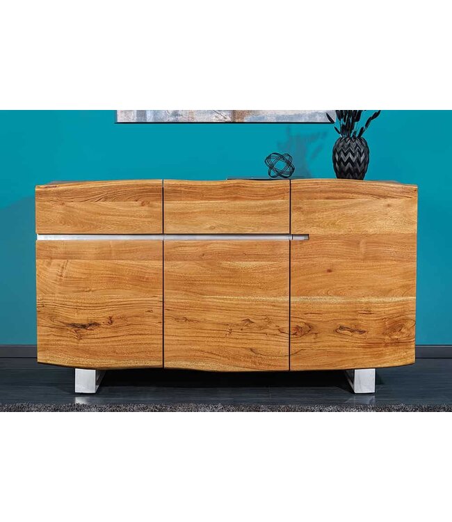 Invicta Interior Massief boomstamdressoir MAMMUT 135cm acacia roestvrijstalen sledeonderstel - 38473