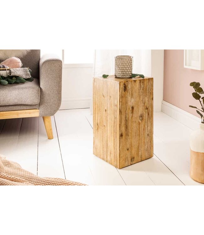 Invicta Interior Massief houten decoratieve kolom COLUMNA 50cm acacia teakgrijs gekalkt bijzettafel - 38432