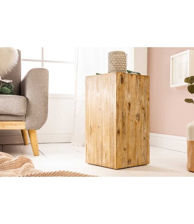 Invicta Interior Massief houten decoratieve kolom COLUMNA 50cm acacia teakgrijs gekalkt bijzettafel - 38432