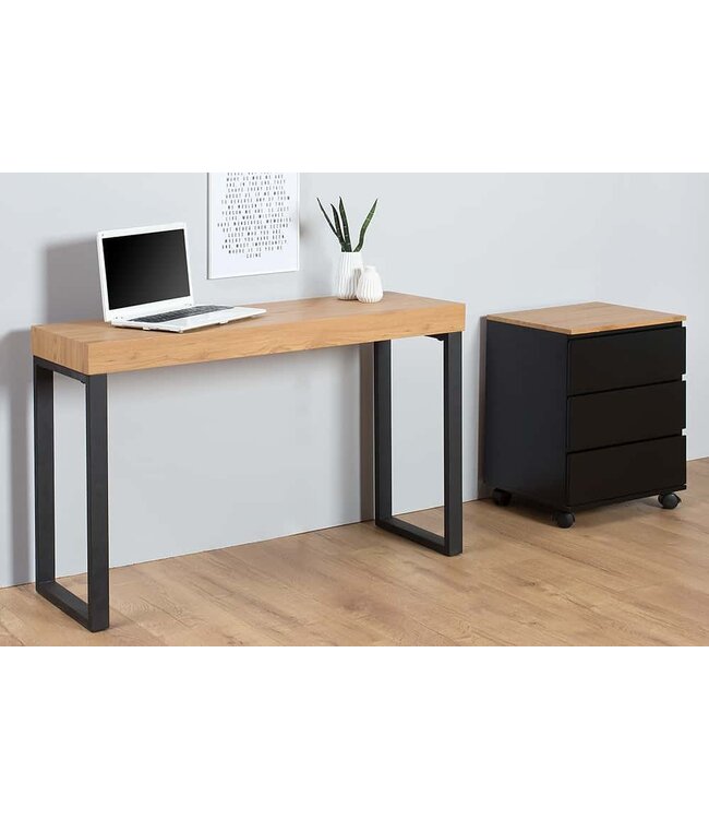 Invicta Interior Design console OAK DESK 120cm eiken vintage metalen frame bureau - 38429