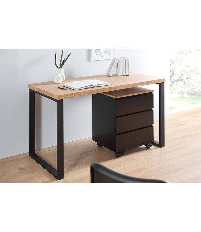 Invicta Interior Design bureau OAK DESK 120cm eiken vintage metalen frame zwart - 38428