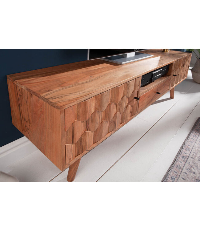 Invicta Interior Massief TV-meubel MYSTIC LIVING 140cm natuurlijk acacia 3D oppervlak massief hout - 38423