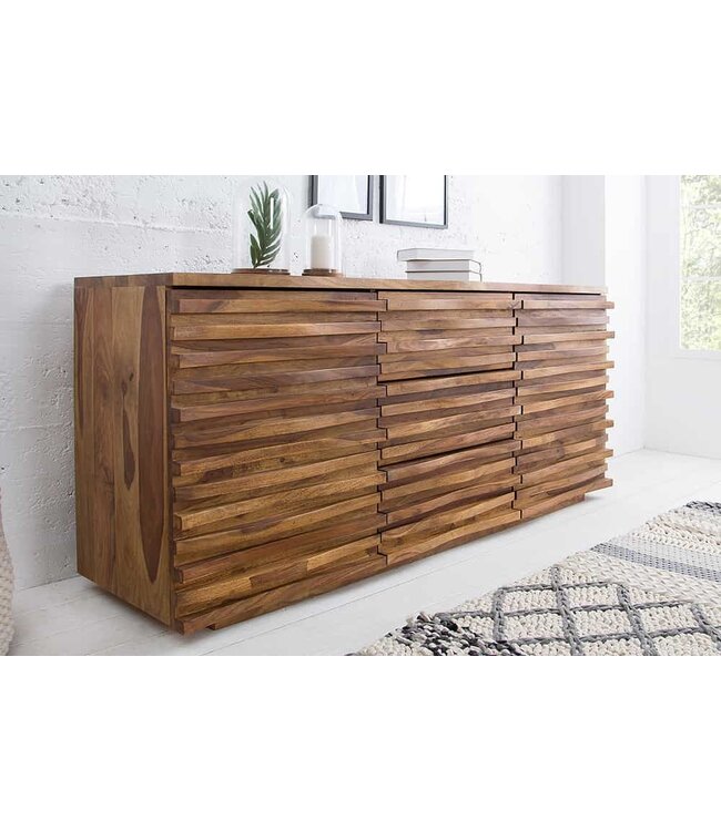 Invicta Interior Massief dressoir RELIEF 160 cm sheeshamhout met uitgewerkt front - 38410