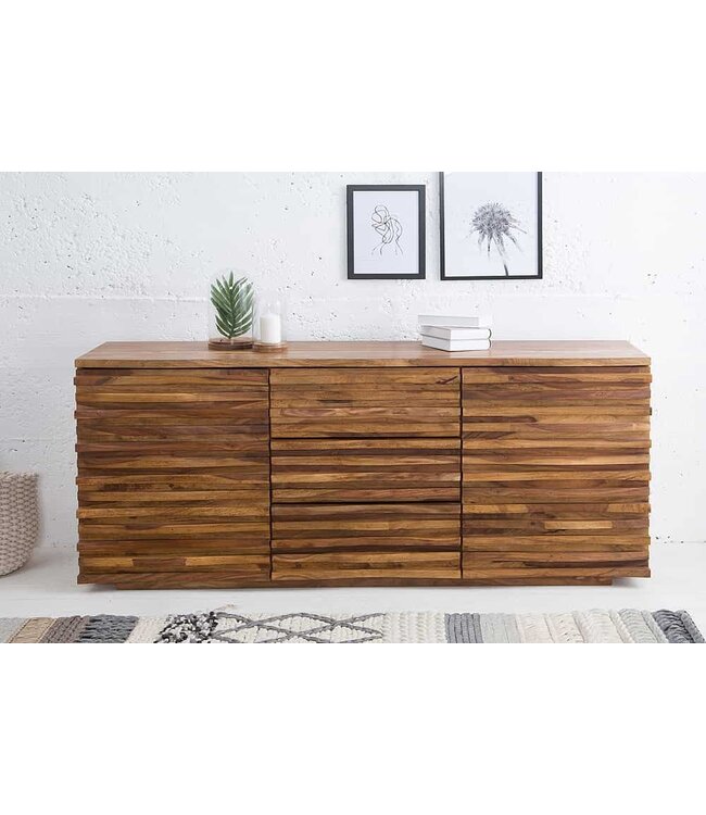 Invicta Interior Massief dressoir RELIEF 160 cm sheeshamhout met uitgewerkt front - 38410