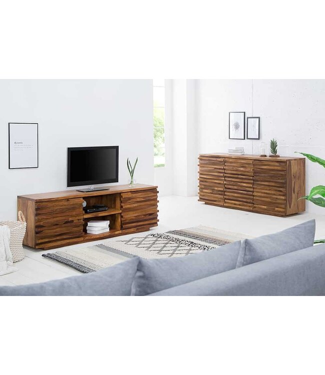 Invicta Interior Massief dressoir RELIEF 160 cm sheeshamhout met uitgewerkt front - 38410