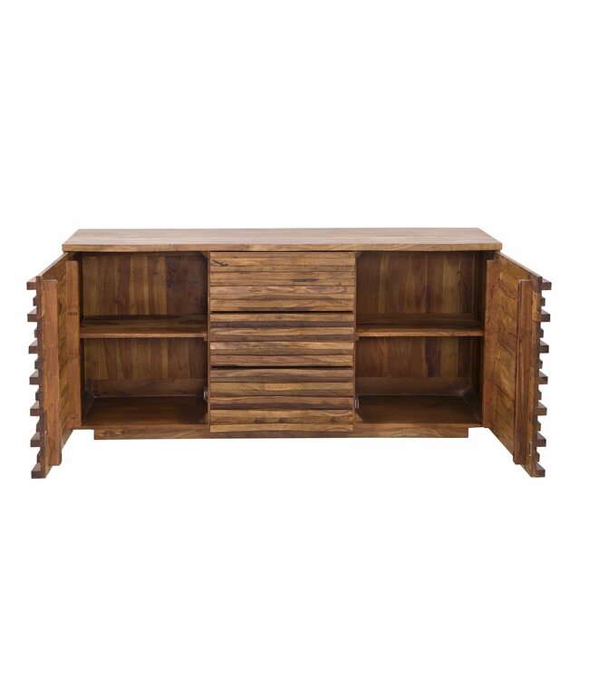 Invicta Interior Massief dressoir RELIEF 160 cm sheeshamhout met uitgewerkt front - 38410