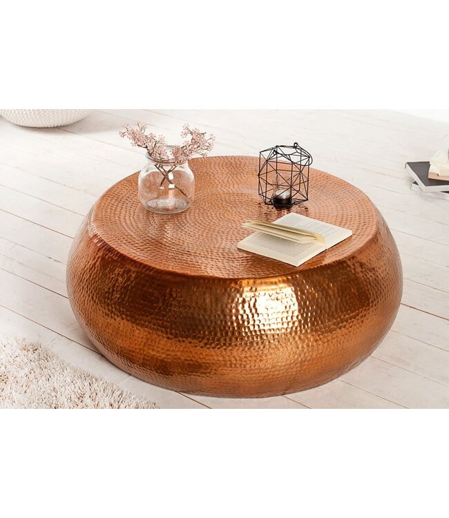 Invicta Interior Ronde salontafel ORIENT 80cm koper metaal aluminium gehamerd ontwerp handgemaakt - 38395
