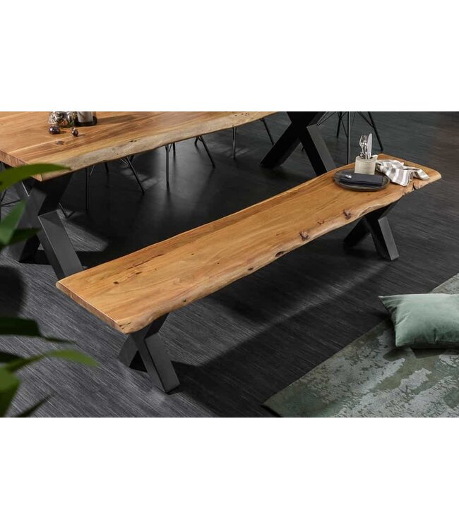 Invicta Interior Massieve boomstambank MAMMUT NATURE 200cm massief acaciahout 3,5cm dik blad - 38354