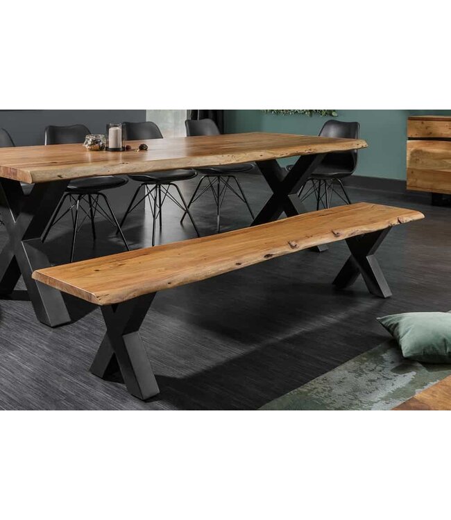 Invicta Interior Massieve boomstambank MAMMUT NATURE 200cm massief acaciahout 3,5cm dik blad - 38354