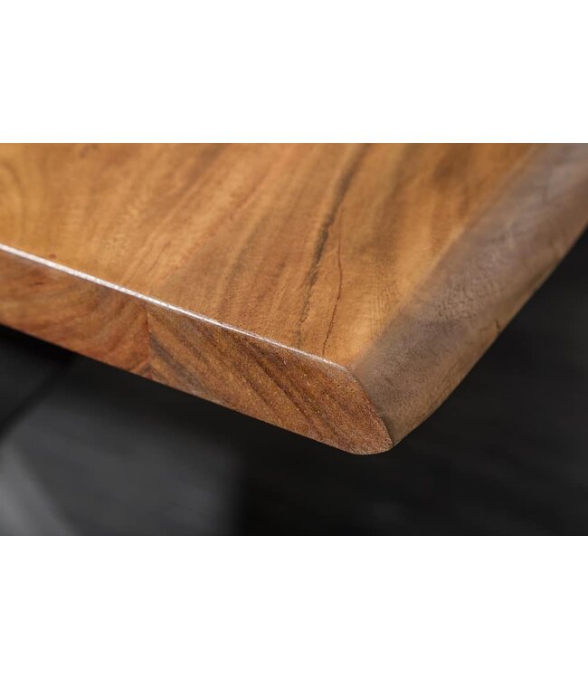 Invicta Interior Massief houten eettafel MAMMUT NATURE 180cm acaciaboom rand X-frame antraciet 3,5cm tafelblad - 38352