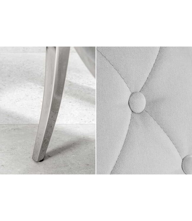 Invicta Interior Elegante stoel MODERN BAROK edelgrijs fluweel met armleuningen en decoratieve knopen - 38343