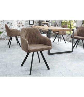 Invicta Interior Retro design stoel LUCCA antiek taupe met quilten industrieele stijl - 38309