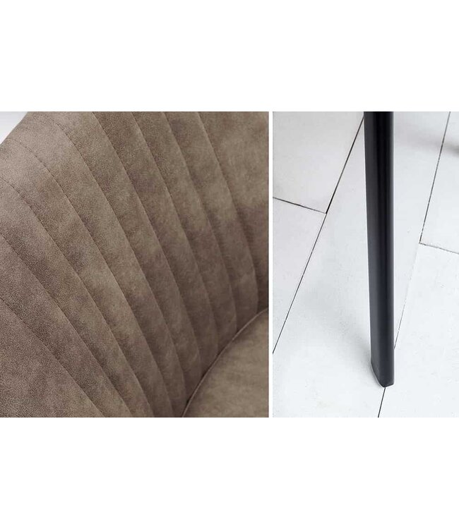 Invicta Interior Retro design stoel LUCCA antiek taupe met quilten industrieele stijl - 38309