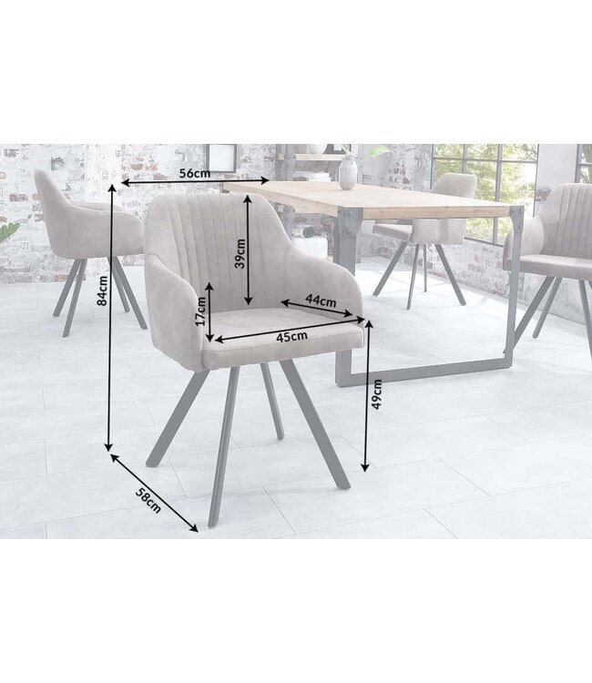 Invicta Interior Retro design stoel LUCCA antiek taupe met quilten industrieele stijl - 38309