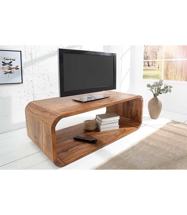 Invicta Interior Massief houten salontafel CUBUS 100cm Sheesham steenafwerking TV-bord retro design - 38032