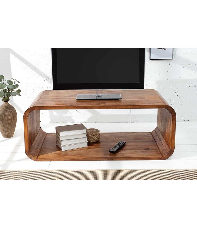 Invicta Interior Massief houten salontafel CUBUS 100cm Sheesham steenafwerking TV-bord retro design - 38032