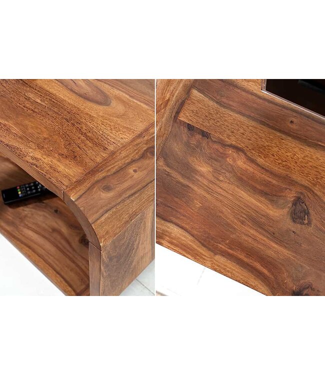 Invicta Interior Massief houten salontafel CUBUS 100cm Sheesham steenafwerking TV-bord retro design - 38032