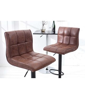 Invicta Interior In hoogte verstelbare barkruk MODENA vintage bruine barstoel met voetsteun - 37937