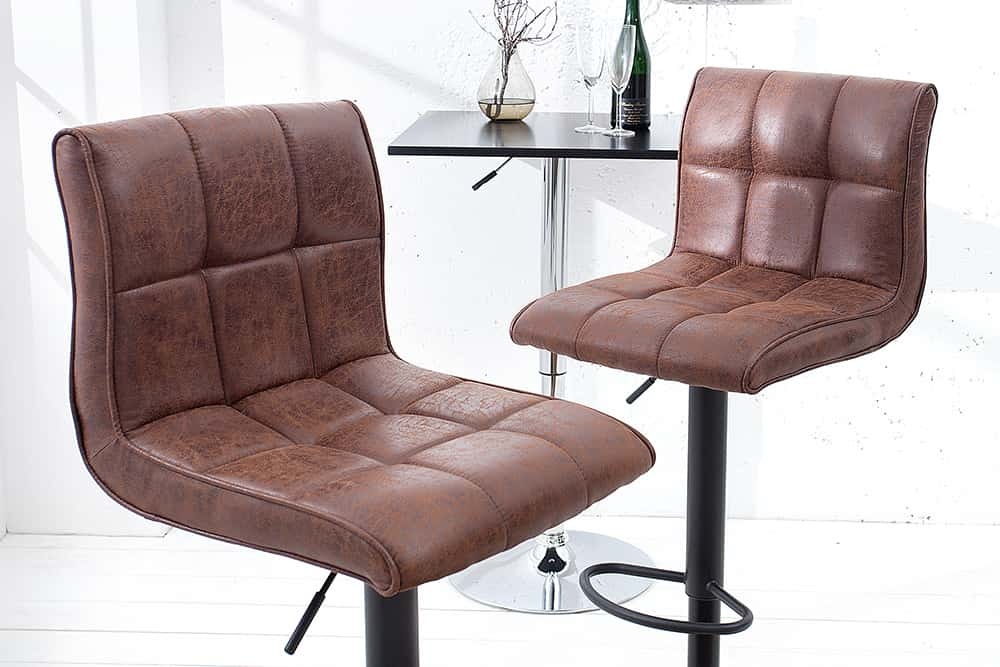 In hoogte verstelbare barkruk MODENA vintage bruine barstoel met voetsteun - 37937