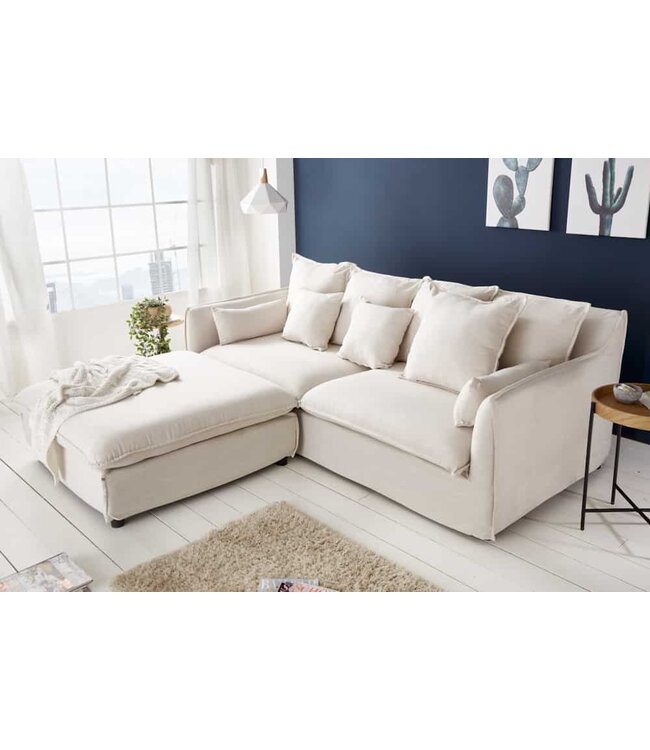 Invicta Interior Grote kruk HEAVEN 100cm natuurlijke linnen stof - 37933