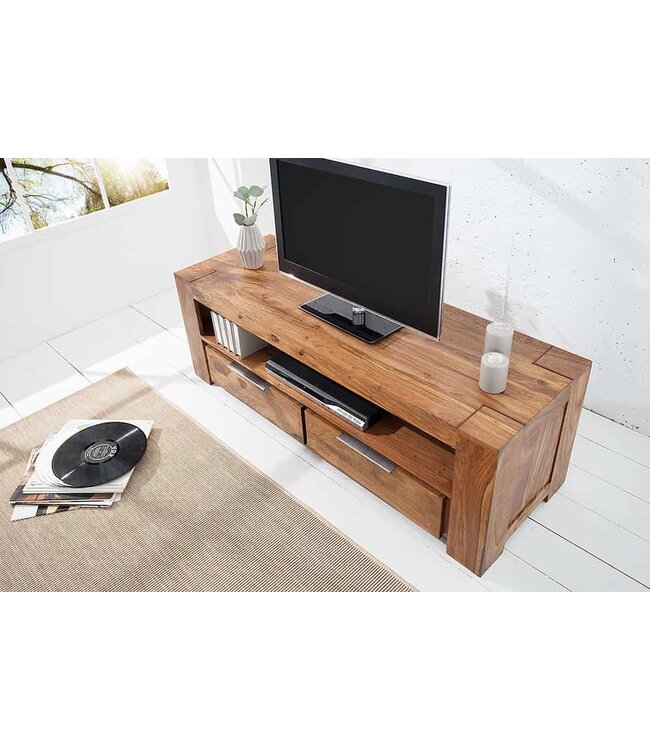 Invicta Interior Massief tv-meubel MAKASSAR 130cm Sheesham lowboard twee laden - 37892