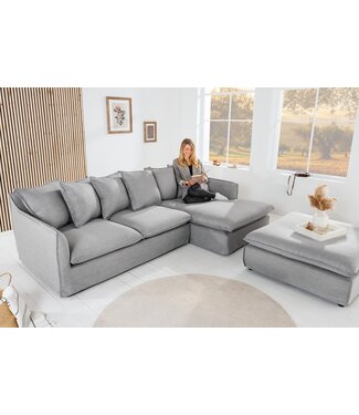 Invicta Interior Grote hoekbank HEAVEN 255cm grijze linnen stof inclusief kussens landelijke stijl - 37647