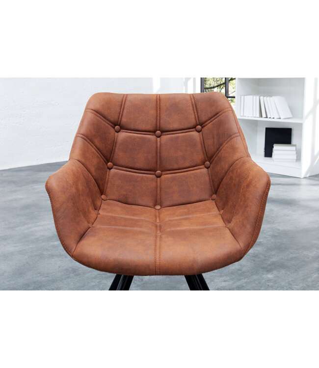 Invicta Interior Retro stoel THE DUTCH COURTURIER antiek bruin met decoratieve stiksels - 37614