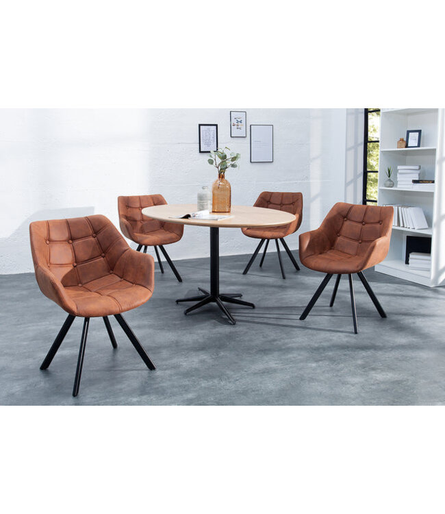 Invicta Interior Retro stoel THE DUTCH COURTURIER antiek bruin met decoratieve stiksels - 37614