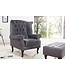 Invicta Interior Chesterfield vleugelfauteuil antiekgrijs met knoopstiksel en veerkern - 37473