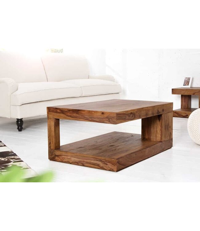 Invicta Interior Massieve salontafel van kostbaar hout GIANT L 90 cm Sheesham Stone Finish - 37438