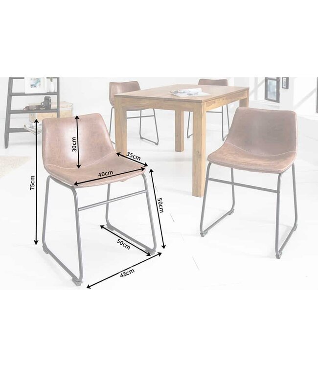 Invicta Interior Industrieel design stoel DJANGO vintage bruin met ijzeren frame - 37347