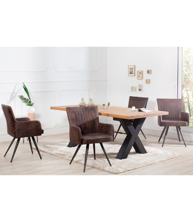 Invicta Interior Retro design stoel ROADSTER antiek bruin met armleuningen - 37317