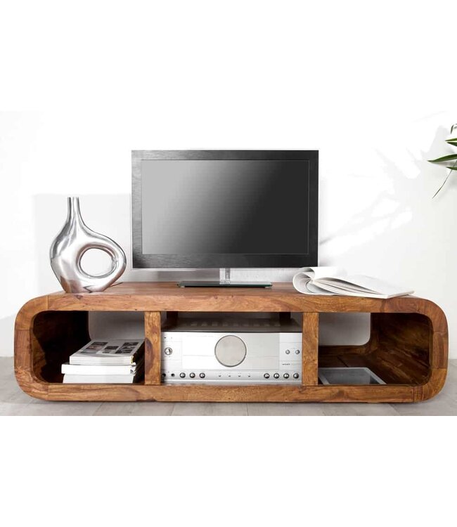 Invicta Interior Massieve salontafel GEBOGEN 100cm Sheeshamhout TV-lowboard met steenafwerking - 37204