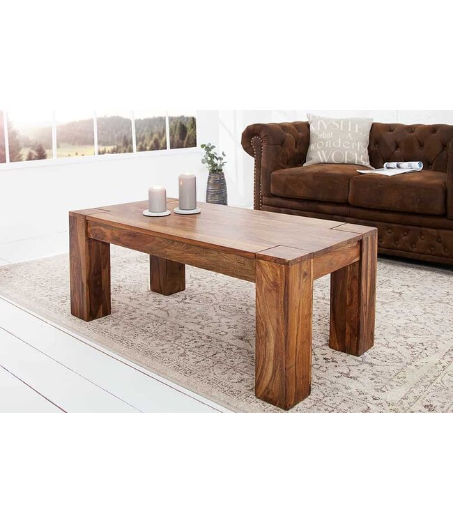 Invicta Interior Massief houten salontafel MAKASSAR 100cm Sheesham unieke korrel - 37047