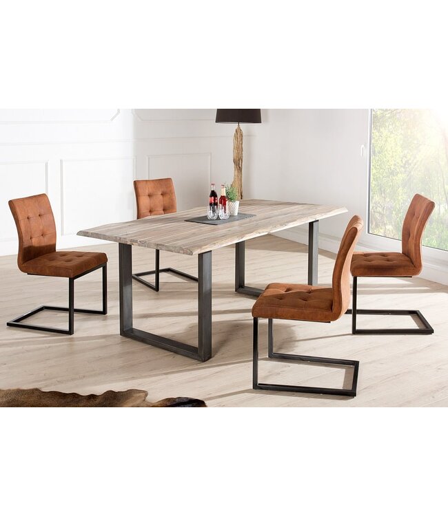 Invicta Interior Design sledestoel OXFORD vintage bruin ijzeren frame - 36961