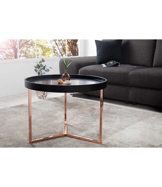 Invicta Interior Extravagante salontafel MODULAR 60cm mat zwart koper rond incl. dienblad - 36719