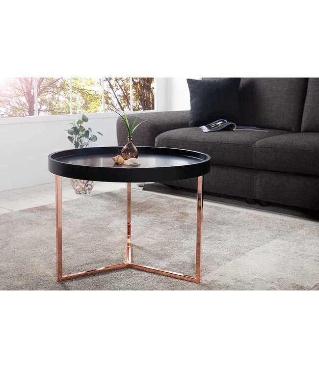 Invicta Interior Extravagante salontafel MODULAR 60cm mat zwart koper rond incl. dienblad - 36719