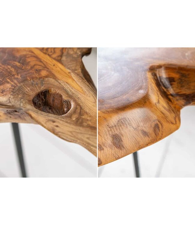 Invicta Interior Unieke bijzettafel WILD 40 cm teakhouten salontafel - 36578