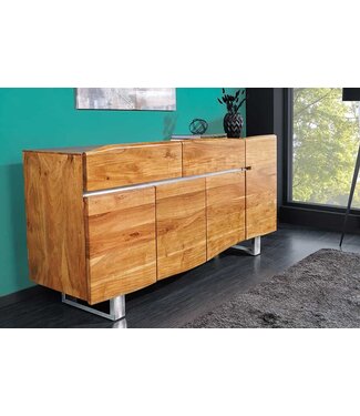 Invicta Interior Massief boomstamdressoir MAMMUT 170cm acacia sledeonderstel van roestvrij staal - 36555